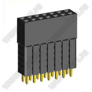 2207SDI-14G-5A розетка прямая двухрядная с увеличенным изолятором (гнездо) на плату для монтажа в отверстия, шаг 2,00 x 2,00 мм, А=2,3мм, В=13,85мм, 2х7 конт.