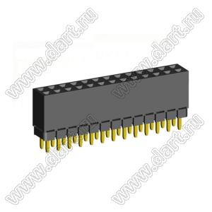 2207SDI-26G-1A розетка прямая двухрядная с увеличенным изолятором (гнездо) на плату для монтажа в отверстия, шаг 2,00 x 2,00 мм, А=2,3мм, В=7,85мм, 2х13 конт.