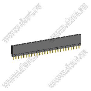 2209SDI-26G-1A розетка прямая однорядная с увеличенным изолятором (гнездо) на плату для монтажа в отверстия, шаг 2,00 мм, А=2,3мм, В=7,85мм, 26 конт.