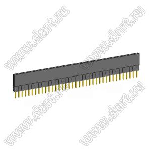 2209SDI-37G-2B розетка прямая однорядная с увеличенным изолятором (гнездо) на плату для монтажа в отверстия, шаг 2,00 мм, А=3,8мм, В=9,35мм, 37 конт.