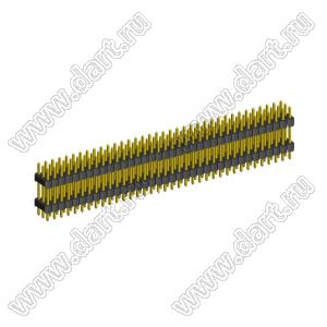 2233DI-108G-2616 (3x36) вилка открытая прямая с двойным изолятором трехрядная на плату для монтажа в отверстия, шаг 2,54 x 2,54 мм, 3х36 конт.