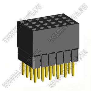 1999SDI-024G-2B розетка прямая четырехрядная с увеличенным изолятором (гнездо) на плату для монтажа в отверстия, шаг 2,00 x 2,00 мм, А=3,8мм, В=9,35мм, 4х6 конт.