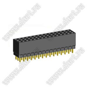 2203SDI-045G-1A розетка прямая трехрядная с увеличенным изолятором (гнездо) на плату для монтажа в отверстия, шаг 2,00 x 2,00 мм, А=2,3мм, В=7,85мм, 3х15 конт.