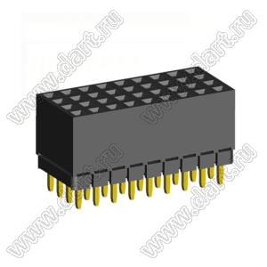 1999SDI-036G-1A розетка прямая четырехрядная с увеличенным изолятором (гнездо) на плату для монтажа в отверстия, шаг 2,00 x 2,00 мм, А=2,3мм, В=7,85мм, 4х9 конт.