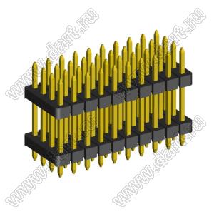 1999PDI-040G-H15-2660 вилка открытая прямая с двойным изолятором четырехрядная на плату для монтажа в отверстия, шаг 2,00 x 2,00 мм; А=3,0мм, В=19,6мм, С=4,0мм, D=26,6мм, 4х10 конт.