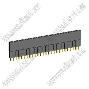 2209SDI-26G-3A розетка прямая однорядная с увеличенным изолятором (гнездо) на плату для монтажа в отверстия, шаг 2,00 мм, А=2,3мм, В=10,85мм, 26 конт.