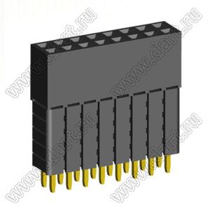 2207SDI-16G-5A розетка прямая двухрядная с увеличенным изолятором (гнездо) на плату для монтажа в отверстия, шаг 2,00 x 2,00 мм, А=2,3мм, В=13,85мм, 2х8 конт.