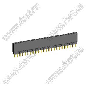 2209SDI-24G-1A розетка прямая однорядная с увеличенным изолятором (гнездо) на плату для монтажа в отверстия, шаг 2,00 мм, А=2,3мм, В=7,85мм, 24 конт.