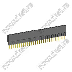 2209SDI-28G-2B розетка прямая однорядная с увеличенным изолятором (гнездо) на плату для монтажа в отверстия, шаг 2,00 мм, А=3,8мм, В=9,35мм, 28 конт.