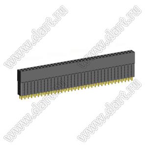 2207SDI-68G-5A розетка прямая двухрядная с увеличенным изолятором (гнездо) на плату для монтажа в отверстия, шаг 2,00 x 2,00 мм, А=2,3мм, В=13,85мм, 2х34 конт.