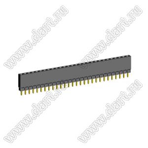 2209SDI-28G-1A розетка прямая однорядная с увеличенным изолятором (гнездо) на плату для монтажа в отверстия, шаг 2,00 мм, А=2,3мм, В=7,85мм, 28 конт.
