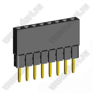 2209SDI-08G-2B розетка прямая однорядная с увеличенным изолятором (гнездо) на плату для монтажа в отверстия, шаг 2,00 мм, А=3,8мм, В=9,35мм, 8 конт.