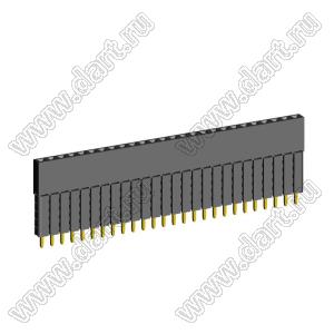 2209SDI-26G-5A розетка прямая однорядная с увеличенным изолятором (гнездо) на плату для монтажа в отверстия, шаг 2,00 мм, А=2,3мм, В=13,85мм, 26 конт.