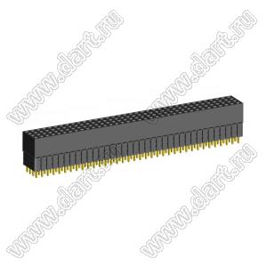 1999SDI-144G-3A розетка прямая четырехрядная с увеличенным изолятором (гнездо) на плату для монтажа в отверстия, шаг 2,00 x 2,00 мм, А=2,3мм, В=10,85мм, 4х36 конт.