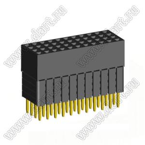 1999SDI-044G-4B розетка прямая четырехрядная с увеличенным изолятором (гнездо) на плату для монтажа в отверстия, шаг 2,00 x 2,00 мм, А=3,8мм, В=12,35мм, 4х11 конт.
