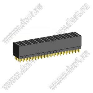 1999SDI-080G-1A розетка прямая четырехрядная с увеличенным изолятором (гнездо) на плату для монтажа в отверстия, шаг 2,00 x 2,00 мм, А=2,3мм, В=7,85мм, 4х20 конт.