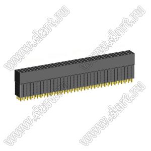 2203SDI-102G-5A розетка прямая трехрядная с увеличенным изолятором (гнездо) на плату для монтажа в отверстия, шаг 2,00 x 2,00 мм, А=2,3мм, В=13,85мм, 3х34 конт.