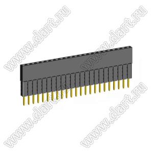 2209SDI-22G-4B розетка прямая однорядная с увеличенным изолятором (гнездо) на плату для монтажа в отверстия, шаг 2,00 мм, А=3,8мм, В=12,35мм, 22 конт.