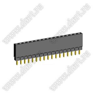 2209SDI-17G-1A розетка прямая однорядная с увеличенным изолятором (гнездо) на плату для монтажа в отверстия, шаг 2,00 мм, А=2,3мм, В=7,85мм, 17 конт.