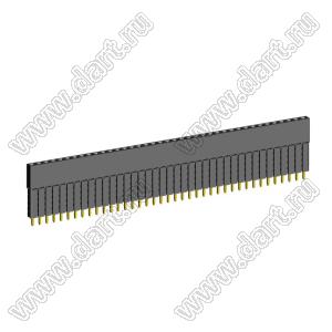 2209SDI-39G-5A розетка прямая однорядная с увеличенным изолятором (гнездо) на плату для монтажа в отверстия, шаг 2,00 мм, А=2,3мм, В=13,85мм, 39 конт.