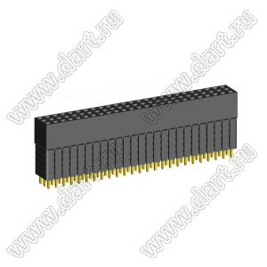 2203SDI-075G-5A розетка прямая трехрядная с увеличенным изолятором (гнездо) на плату для монтажа в отверстия, шаг 2,00 x 2,00 мм, А=2,3мм, В=13,85мм, 3х25 конт.