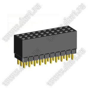 2203SDI-030G-1A розетка прямая трехрядная с увеличенным изолятором (гнездо) на плату для монтажа в отверстия, шаг 2,00 x 2,00 мм, А=2,3мм, В=7,85мм, 3х10 конт.