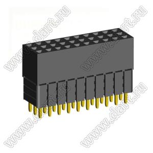 2203SDI-030G-3A розетка прямая трехрядная с увеличенным изолятором (гнездо) на плату для монтажа в отверстия, шаг 2,00 x 2,00 мм, А=2,3мм, В=10,85мм, 3х10 конт.