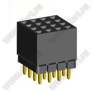 1999SDI-016G-1A розетка прямая четырехрядная с увеличенным изолятором (гнездо) на плату для монтажа в отверстия, шаг 2,00 x 2,00 мм, А=2,3мм, В=7,85мм, 4х4 конт.