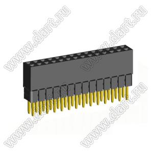 2207SDI-28G-2B розетка прямая двухрядная с увеличенным изолятором (гнездо) на плату для монтажа в отверстия, шаг 2,00 x 2,00 мм, А=3,8мм, В=9,35мм, 2х14 конт.