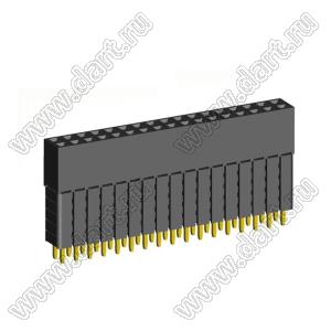 2207SDI-34G-5A розетка прямая двухрядная с увеличенным изолятором (гнездо) на плату для монтажа в отверстия, шаг 2,00 x 2,00 мм, А=2,3мм, В=13,85мм, 2х17 конт.