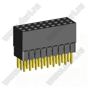 2203SDI-027G-2B розетка прямая трехрядная с увеличенным изолятором (гнездо) на плату для монтажа в отверстия, шаг 2,00 x 2,00 мм, А=3,8мм, В=9,35мм, 3х9 конт.