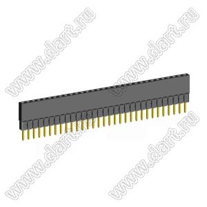 2209SDI-31G-2B розетка прямая однорядная с увеличенным изолятором (гнездо) на плату для монтажа в отверстия, шаг 2,00 мм, А=3,8мм, В=9,35мм, 31 конт.