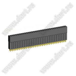 2207SDI-64G-5A розетка прямая двухрядная с увеличенным изолятором (гнездо) на плату для монтажа в отверстия, шаг 2,00 x 2,00 мм, А=2,3мм, В=13,85мм, 2х32 конт.