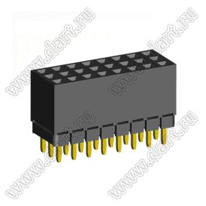 2203SDI-024G-1A розетка прямая трехрядная с увеличенным изолятором (гнездо) на плату для монтажа в отверстия, шаг 2,00 x 2,00 мм, А=2,3мм, В=7,85мм, 3х8 конт.