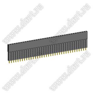 2209SDI-36G-5A розетка прямая однорядная с увеличенным изолятором (гнездо) на плату для монтажа в отверстия, шаг 2,00 мм, А=2,3мм, В=13,85мм, 36 конт.