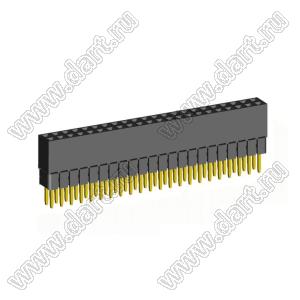 2207SDI-44G-2B розетка прямая двухрядная с увеличенным изолятором (гнездо) на плату для монтажа в отверстия, шаг 2,00 x 2,00 мм, А=3,8мм, В=9,35мм, 2х22 конт.