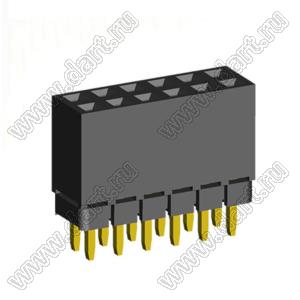 2207SDI-12G-1A розетка прямая двухрядная с увеличенным изолятором (гнездо) на плату для монтажа в отверстия, шаг 2,00 x 2,00 мм, А=2,3мм, В=7,85мм, 2х6 конт.