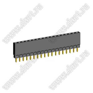 2209SDI-18G-1A розетка прямая однорядная с увеличенным изолятором (гнездо) на плату для монтажа в отверстия, шаг 2,00 мм, А=2,3мм, В=7,85мм, 18 конт.