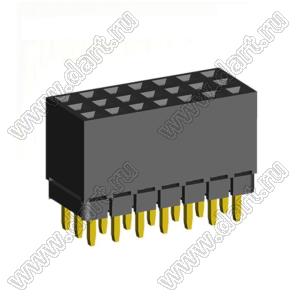 2203SDI-021G-1A розетка прямая трехрядная с увеличенным изолятором (гнездо) на плату для монтажа в отверстия, шаг 2,00 x 2,00 мм, А=2,3мм, В=7,85мм, 3х7 конт.