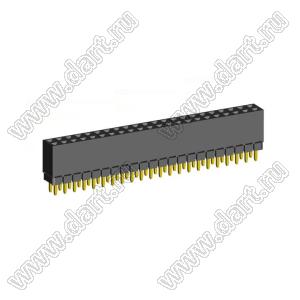 2207SDI-44G-1A розетка прямая двухрядная с увеличенным изолятором (гнездо) на плату для монтажа в отверстия, шаг 2,00 x 2,00 мм, А=2,3мм, В=7,85мм, 2х22 конт.
