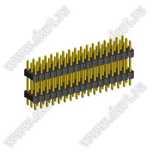 2233DI-051G-2616 (3x17) вилка открытая прямая с двойным изолятором трехрядная на плату для монтажа в отверстия, шаг 2,54 x 2,54 мм, 3х17 конт.