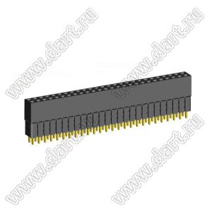 2207SDI-52G-3A розетка прямая двухрядная с увеличенным изолятором (гнездо) на плату для монтажа в отверстия, шаг 2,00 x 2,00 мм, А=2,3мм, В=10,85мм, 2х26 конт.