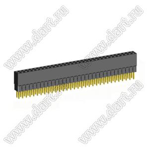 2207SDI-64G-2B розетка прямая двухрядная с увеличенным изолятором (гнездо) на плату для монтажа в отверстия, шаг 2,00 x 2,00 мм, А=3,8мм, В=9,35мм, 2х32 конт.