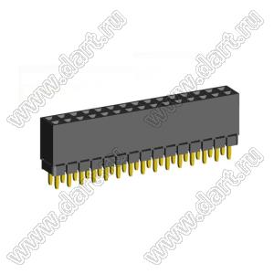 2207SDI-30G-1A розетка прямая двухрядная с увеличенным изолятором (гнездо) на плату для монтажа в отверстия, шаг 2,00 x 2,00 мм, А=2,3мм, В=7,85мм, 2х15 конт.