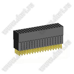 1999SDI-068G-4B розетка прямая четырехрядная с увеличенным изолятором (гнездо) на плату для монтажа в отверстия, шаг 2,00 x 2,00 мм, А=3,8мм, В=12,35мм, 4х17 конт.