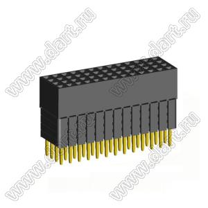 1999SDI-052G-4B розетка прямая четырехрядная с увеличенным изолятором (гнездо) на плату для монтажа в отверстия, шаг 2,00 x 2,00 мм, А=3,8мм, В=12,35мм, 4х13 конт.