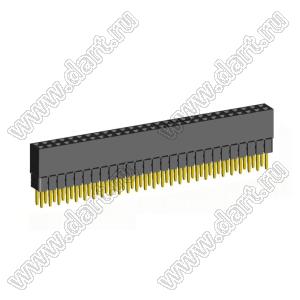2207SDI-54G-2B розетка прямая двухрядная с увеличенным изолятором (гнездо) на плату для монтажа в отверстия, шаг 2,00 x 2,00 мм, А=3,8мм, В=9,35мм, 2х27 конт.