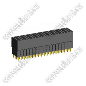 1999SDI-076G-3A розетка прямая четырехрядная с увеличенным изолятором (гнездо) на плату для монтажа в отверстия, шаг 2,00 x 2,00 мм, А=2,3мм, В=10,85мм, 4х19 конт.