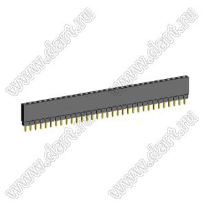 2209SDI-32G-1A розетка прямая однорядная с увеличенным изолятором (гнездо) на плату для монтажа в отверстия, шаг 2,00 мм, А=2,3мм, В=7,85мм, 32 конт.