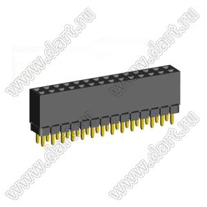 2207SDI-28G-1A розетка прямая двухрядная с увеличенным изолятором (гнездо) на плату для монтажа в отверстия, шаг 2,00 x 2,00 мм, А=2,3мм, В=7,85мм, 2х14 конт.